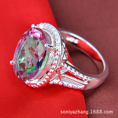 【工廠定制加工貨源穩定/歐美時尚七彩水晶石925銀戒指批發外貿出口】價格,廠家,圖片,手鏈,祥爍珠寶首飾(市場部)-